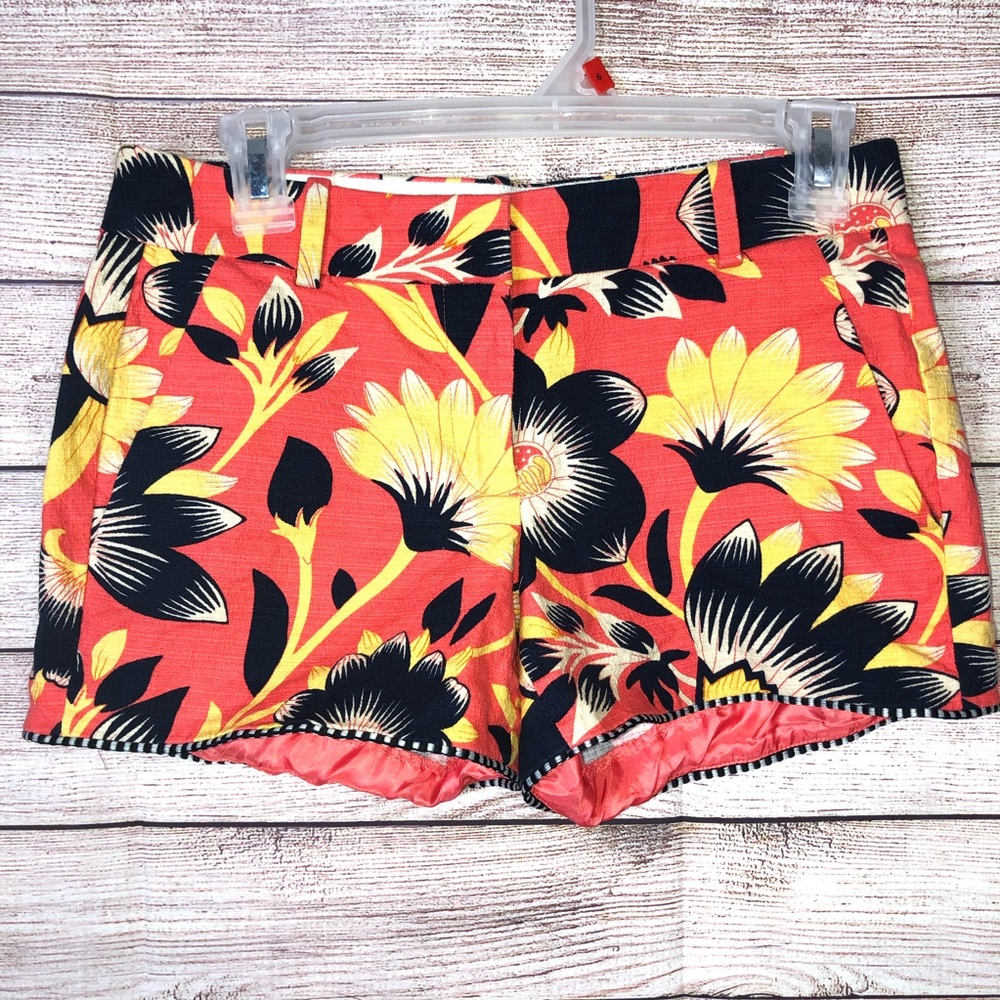 J. Crew Cute Orange Hibiscus Floral Shorts Size 0